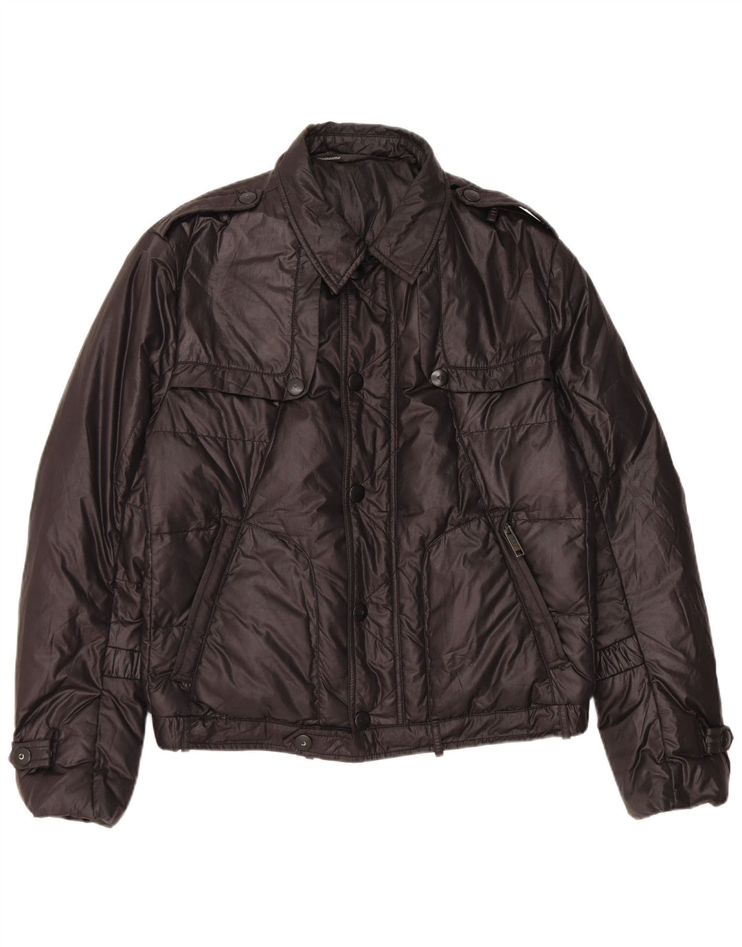 Vintage Herren Militär wattierte Jacke IT 52 XL Schwarz Polyester