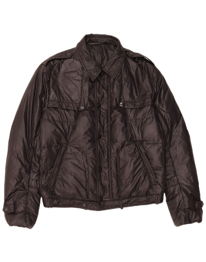 Vintage Herren Militär wattierte Jacke IT 52 XL Schwarz Polyester