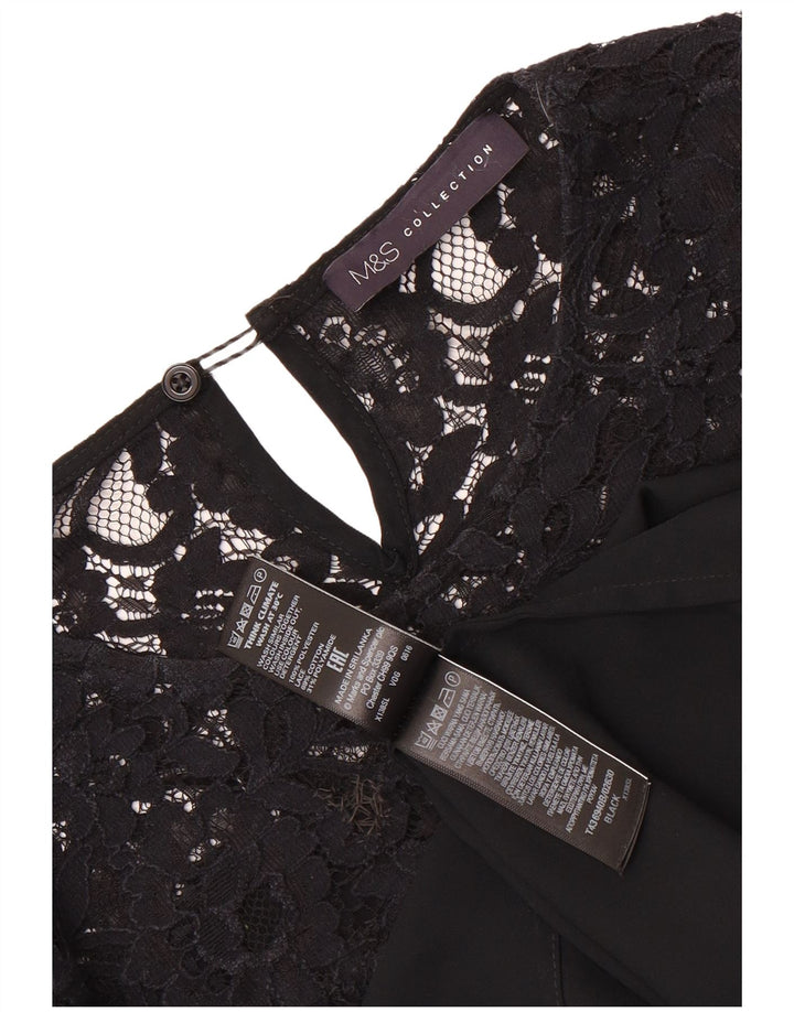 Marks & Spencer Damen-Langarm-Blusenoberteil in Übergröße, Gr. 44, Größe L, Schwarz