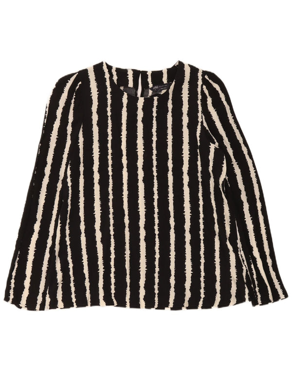 Marks & Spencer Damen Langarm-Blusenoberteil UK 10 Small Schwarz gestreift