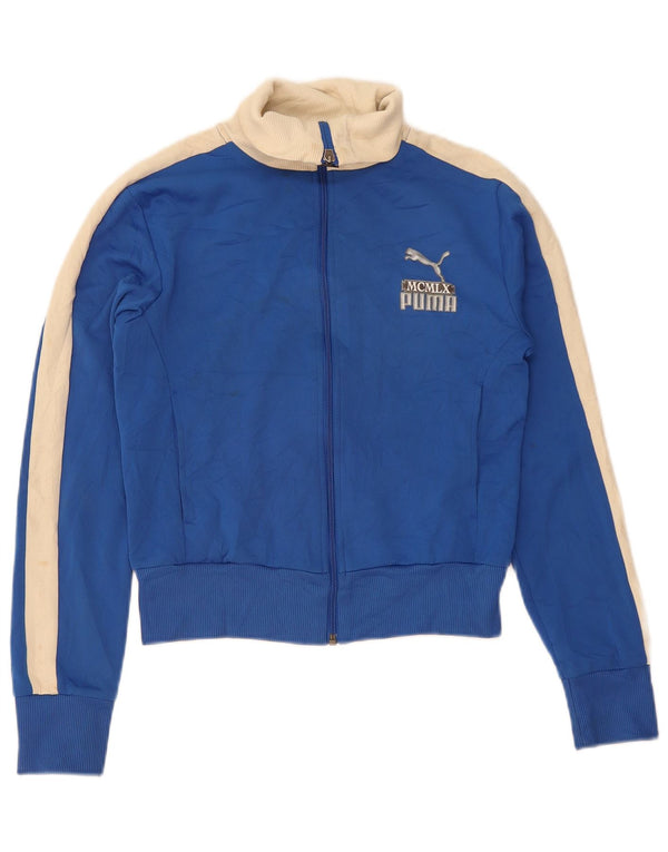 Puma Womens Graphic Crop Trainingsanzug Top Jacke UK 10 Small Blue Colourblock