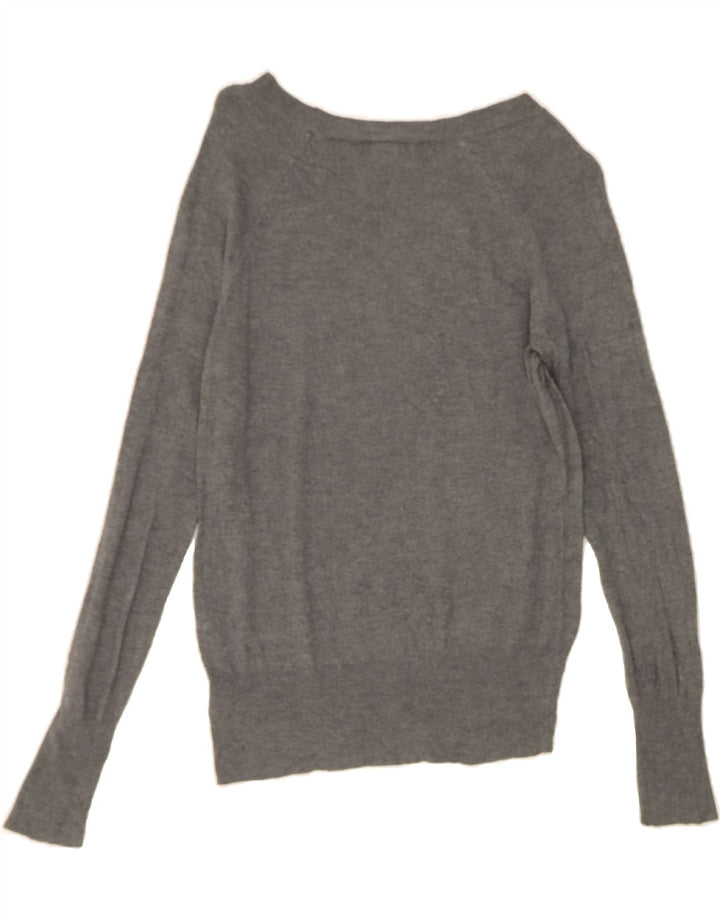MOSSIMO Womens Boat Neck Jumper Sweater UK 12 Medium Grey Nylon Vintage Mossimo and Second-Hand Mossimo from Messina Hembry 