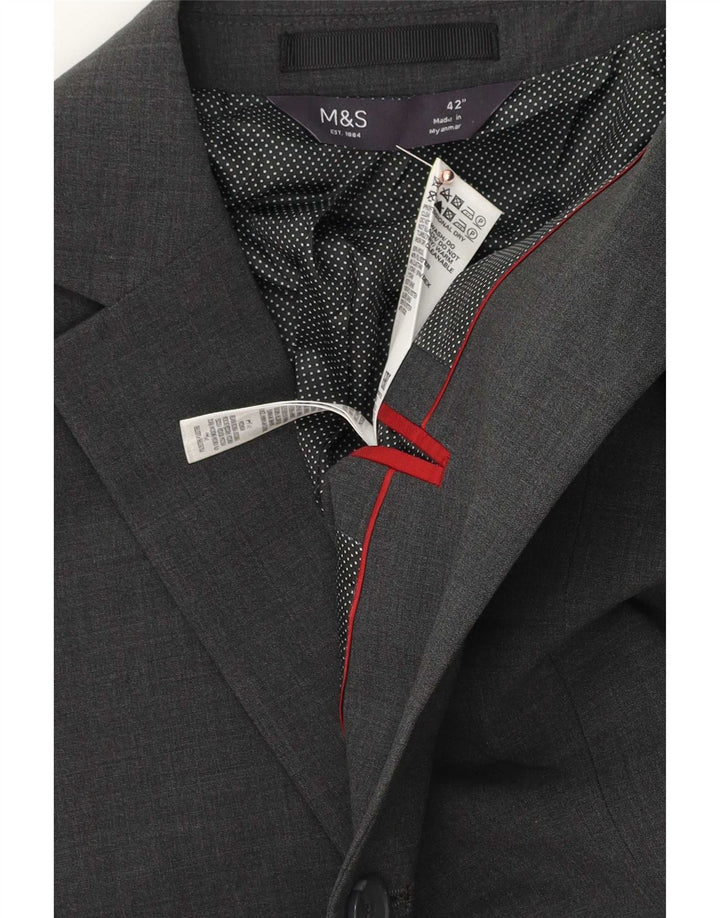 Marks & Spencer Herren-Blazer mit 2 Knöpfen, UK 42, große graue Wolle