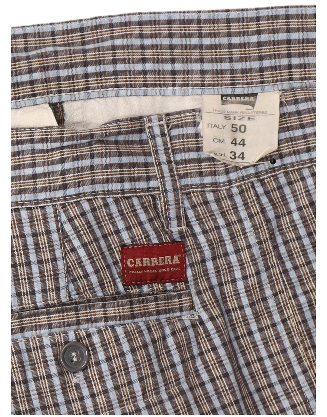 Carrera Herren Chino-Shorts IT 50 Large W34 Blau karierte Baumwolle