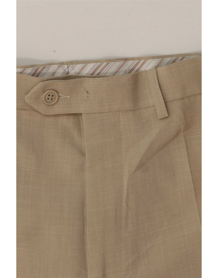Gerade Herren-Anzughose von Marks & Spencer, W34, L28, Beige, Polyester
