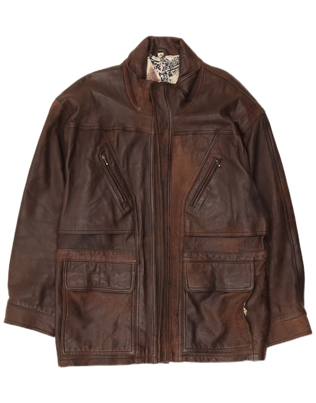 VINTAGE Herren Ledermantel EU 50 Großes braunes Leder