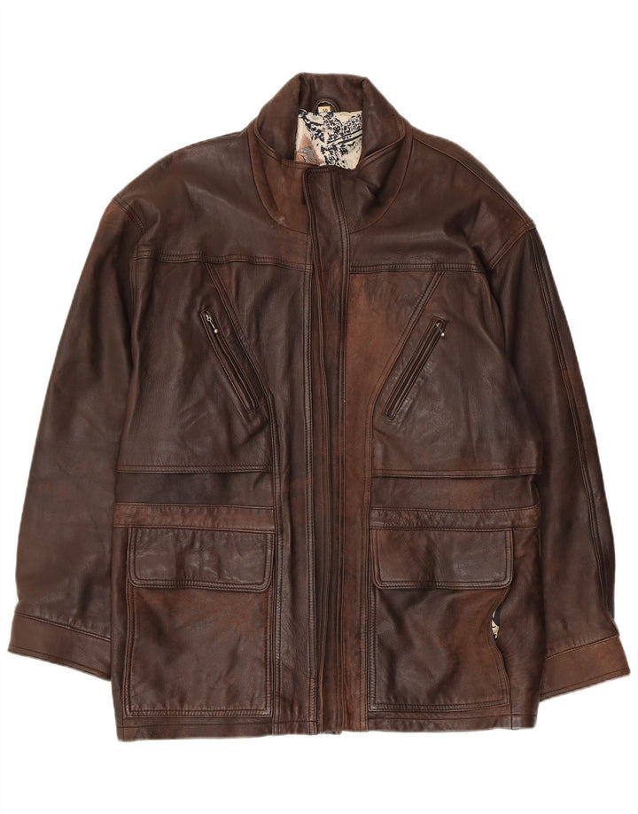 VINTAGE Herren Ledermantel EU 50 Großes braunes Leder