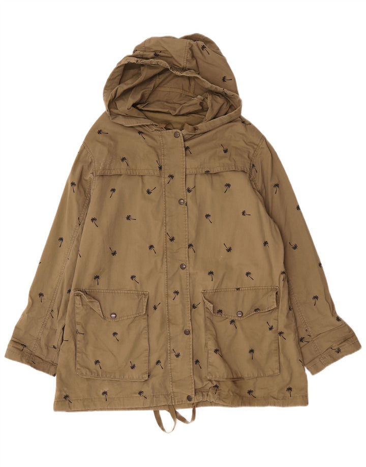 Topshop Damen Übergroße Utility-Jacke mit abstraktem Muster, UK 10, Small Khaki