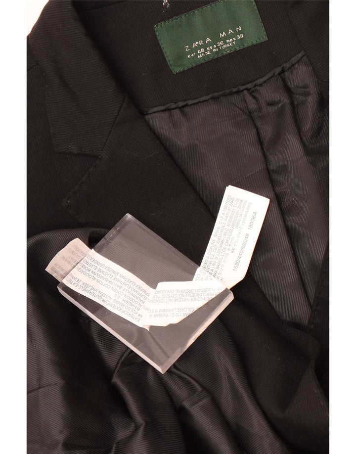 Zara Herren-Blazer mit 2 Knöpfen, EU 48, mittelschwarze Baumwolle
