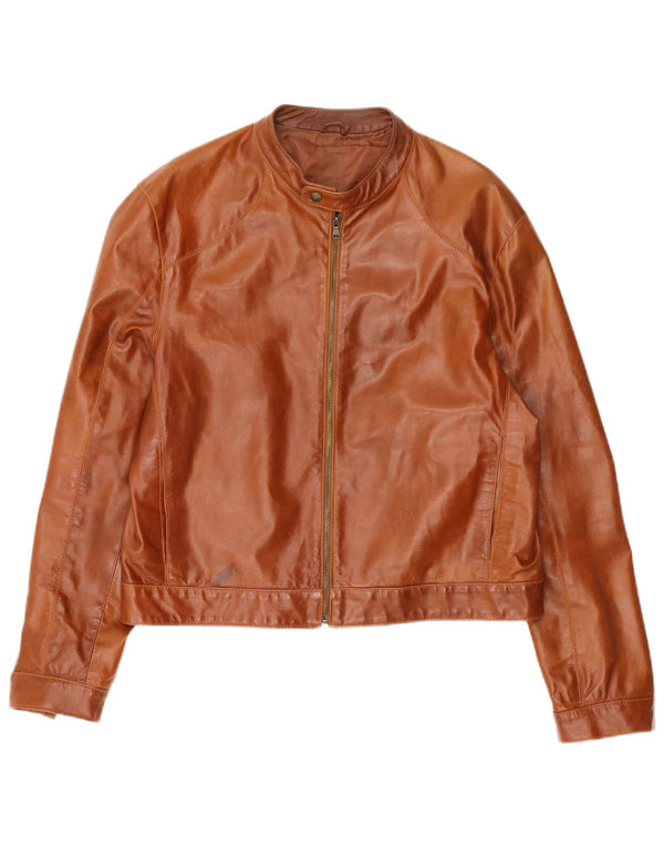 Vintage Herren Biker Lederjacke UK 44 2XL Braunes Leder