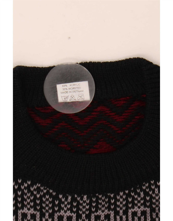 Vintage Herren Pullover mit Rundhalsausschnitt, groß, mehrfarbig, Fair-Isle-Acryl