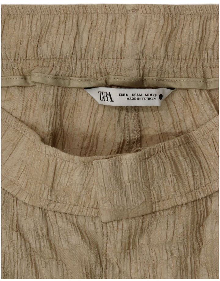 Gerade Freizeithose mit abstraktem Muster von Zara für Damen, mittelgroß, W30, L26, Beige