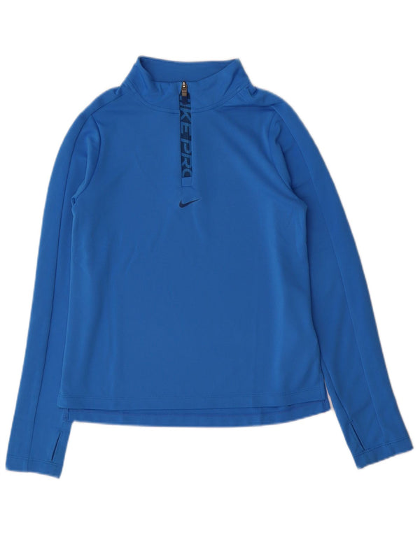 Nike Mädchen Dri Fit Pullover-Trainingsoberteil mit Reißverschluss, 12–13 Jahre, Größe L, Blau