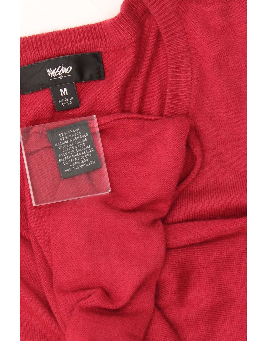 MOSSIMO Womens V-Neck Jumper Sweater UK 14 Medium Burgundy Nylon Vintage Mossimo and Second-Hand Mossimo from Messina Hembry 