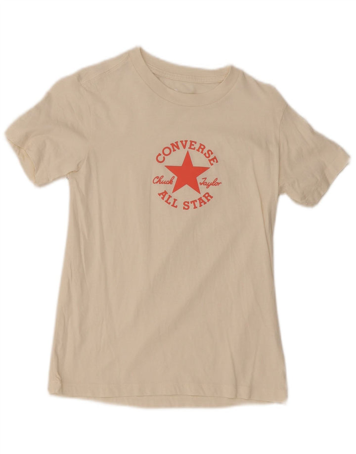 Converse Damen Grafik T-Shirt Top UK 8 Small Weiß