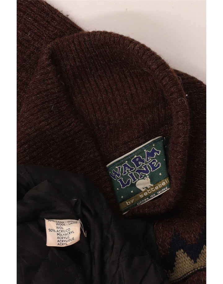 Settebello Herren-Strickjacke, groß, braune, geometrische Wolle