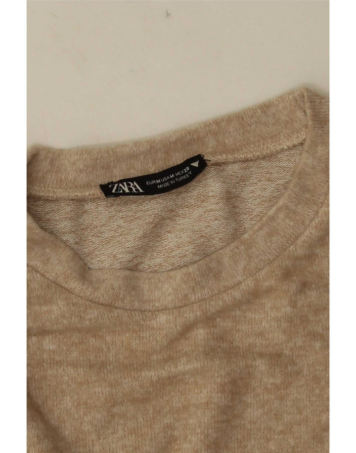 Zara Damen Bluse Top UK 12 Medium Beige