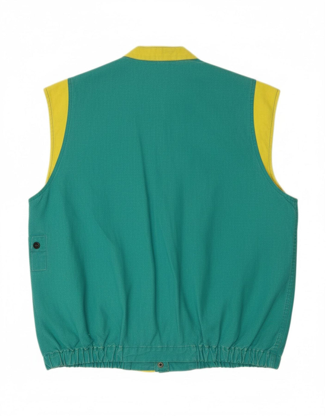 VINTAGE Mens Utility Gilet IT 48 Medium Green Colourblock Cotton