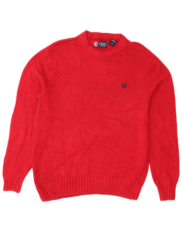 Chaps Herren-Pullover mit Rundhalsausschnitt, Größe L, aus roter Baumwolle