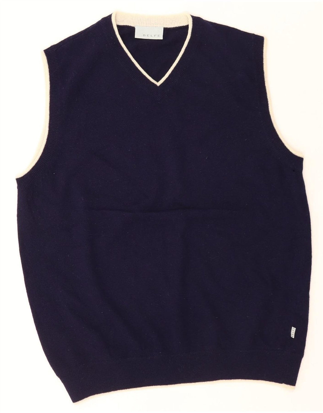 Belfe Herren-Weste-Tanktop UK 40 Mittelmarineblaue Lammwolle