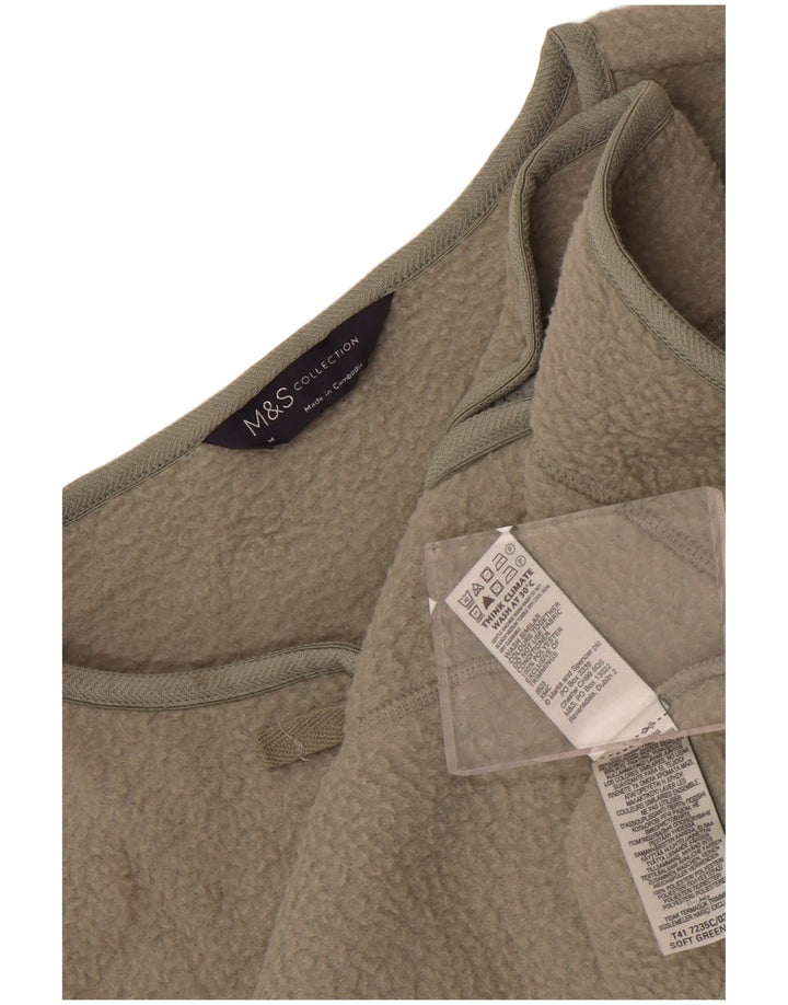 Marks & Spencer Damen Fleecejacke UK 14 Medium Khaki Polyester