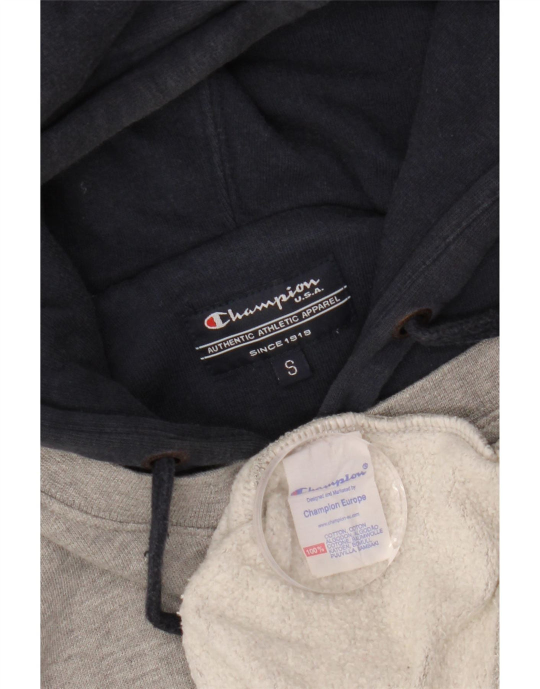 Champion Herren-Kapuzenpullover „Alabama Graphic“, Größe S, Grau, Colourblock-Baumwolle