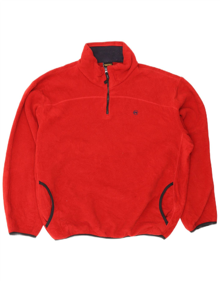 Nautica Herren-Fleecepullover mit Reißverschluss am Hals, XL, rotes Polyester