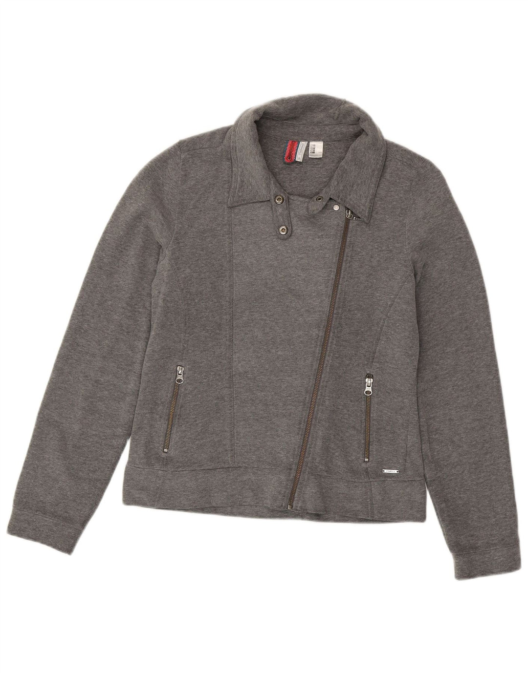 O'Neill Damen-Trainingsanzug-Top-Jacke, UK 14, Größe L, grau gefleckte Baumwolle