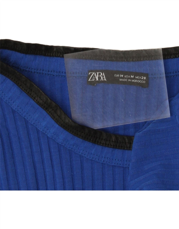 Zara Damen T-Shirt Top UK 12 Mittelblau