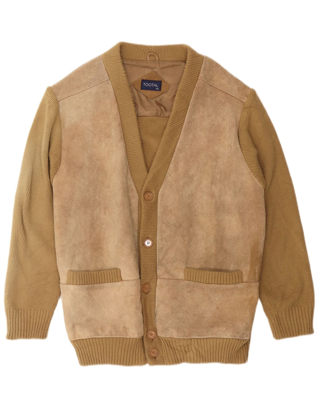 Vintage Herren Cardigan Pullover 2XL Beige