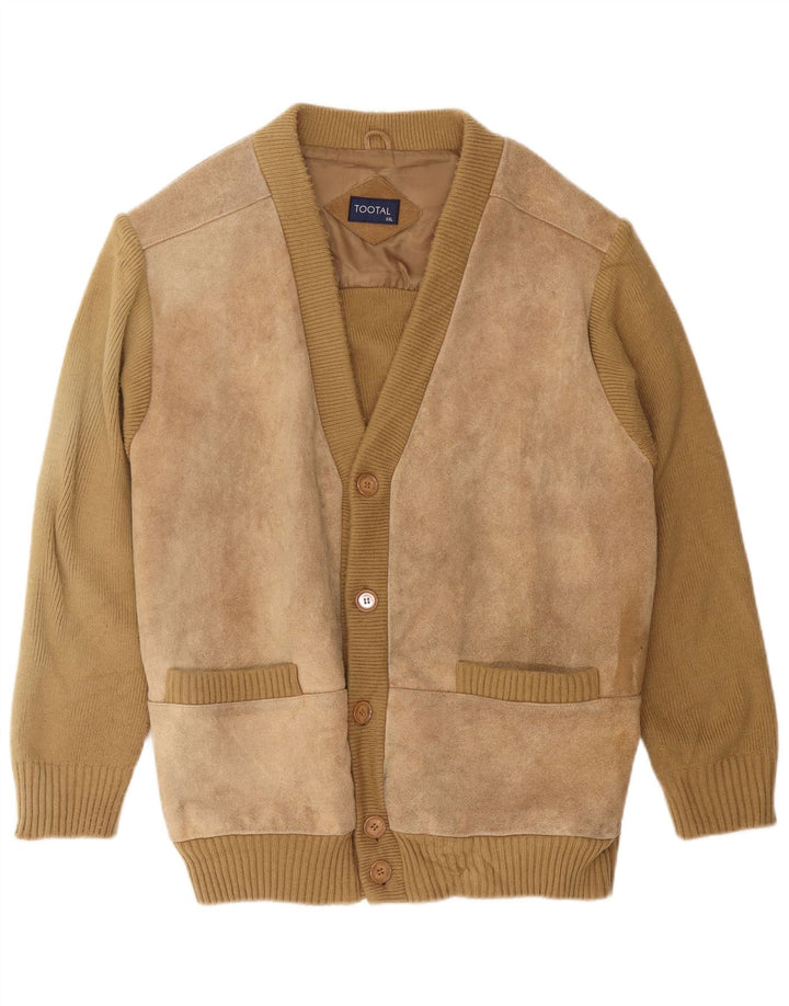 Vintage Herren Cardigan Pullover 2XL Beige