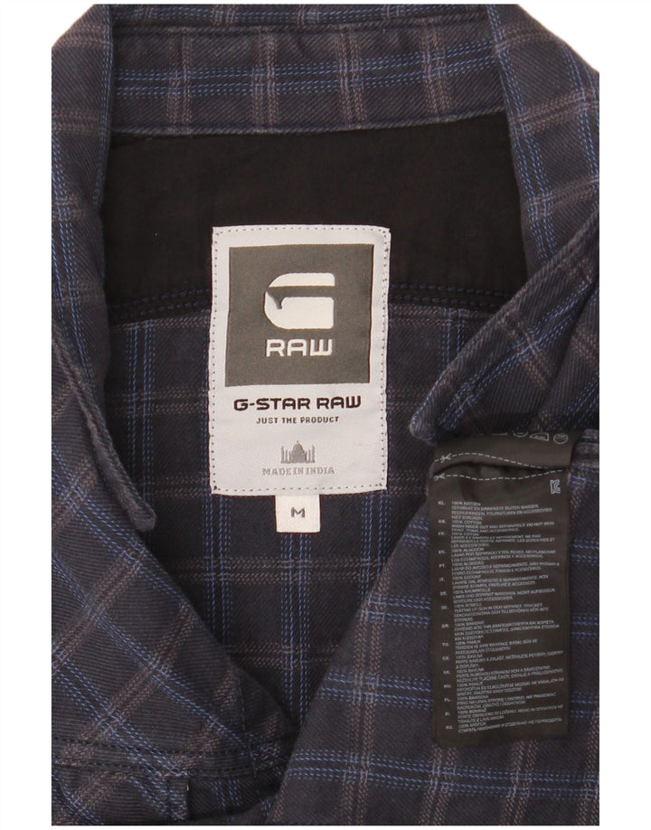 G-Star Herren-Flanellhemd, mittelblau, kariert, Baumwolle
