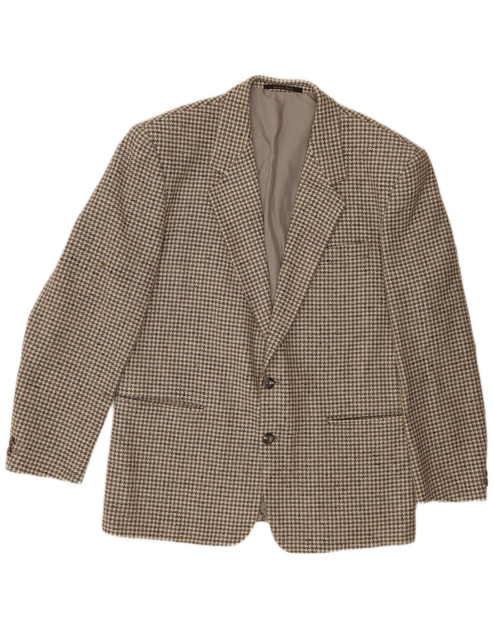 Division Vogue Herren-Blazer mit 2 Knöpfen, UK 38, Mittelgrau mit Hahnentrittmuster