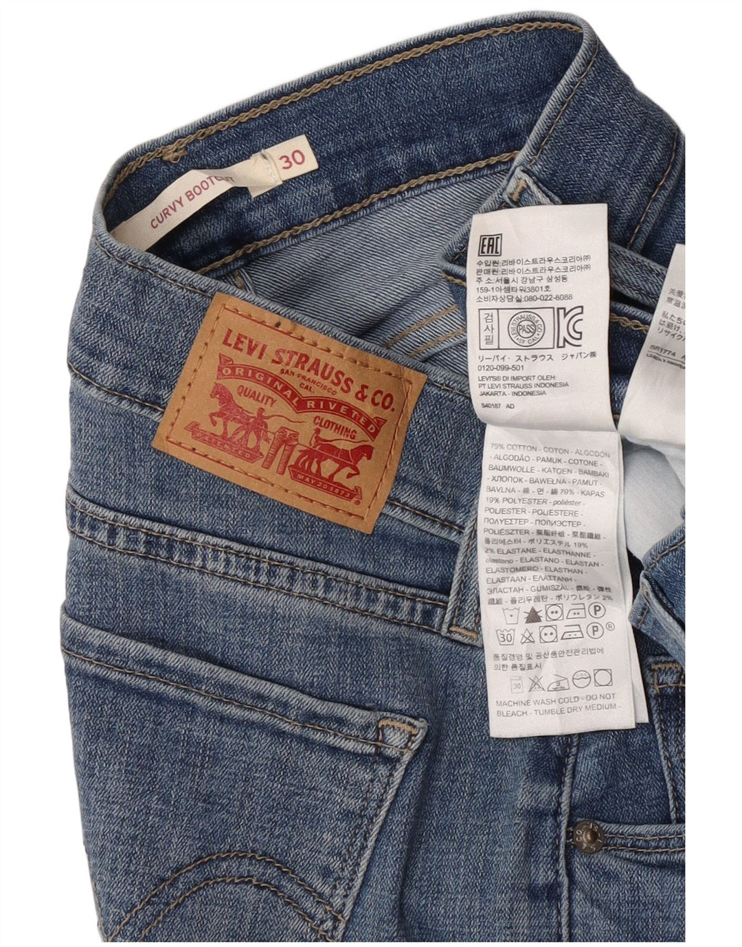 Levi's Damen Curvy Bootcut Jeans W30 L30 Blaue Baumwolle