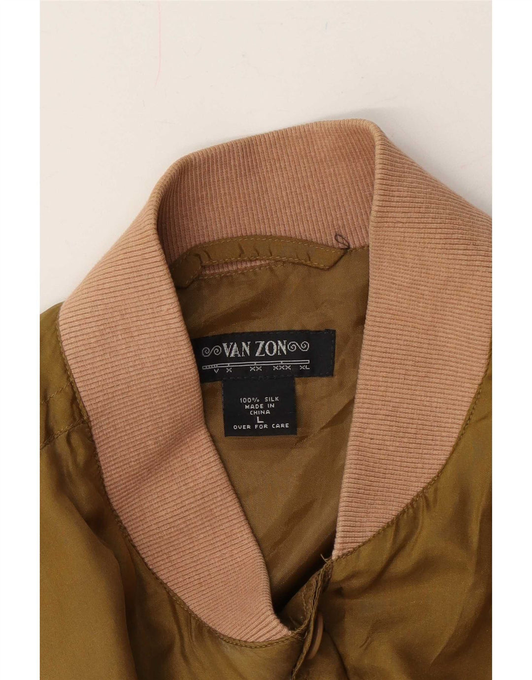 Van Zon Herren Bomberjacke UK 40 Large Khaki Colourblock Seide