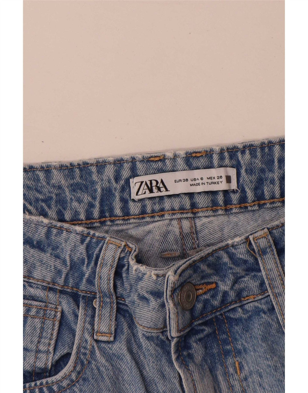 Zara Damen Straight Jeans EU 38 Small W28 L29 Blaue Baumwolle