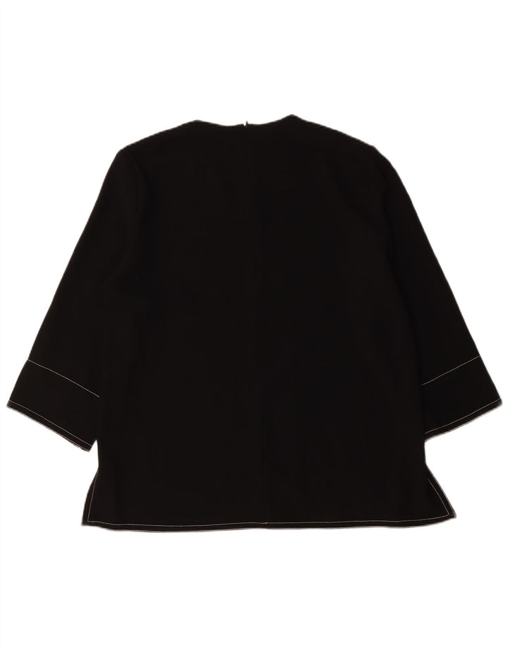 Zara Damen-Blusenoberteil mit 3/4-Ärmeln, UK-Größe 44, Größe L, Schwarz, Polyester