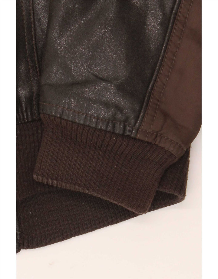 Zara Herren Kunstlederjacke UK 38 Mittelbraunes Polyurethan