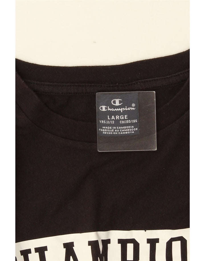 Champion Langarmshirt mit Grafik für Jungen, 11–12 Jahre, Größe L, Schwarz