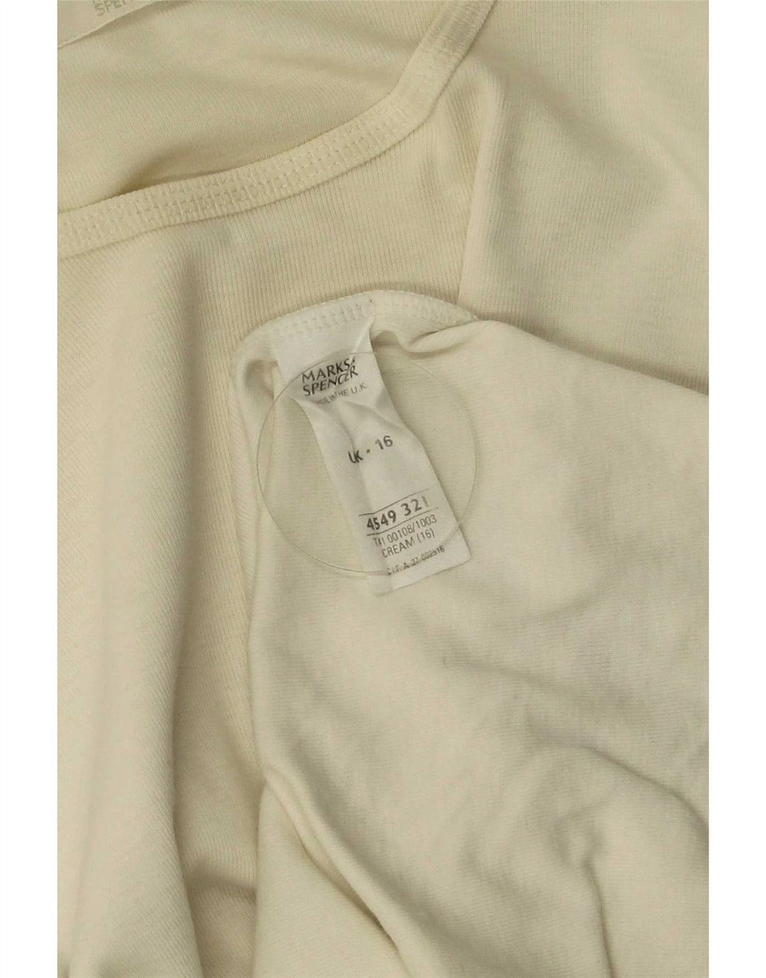Marks & Spencer Damen Top Langarm UK 16 Large Beige Baumwolle