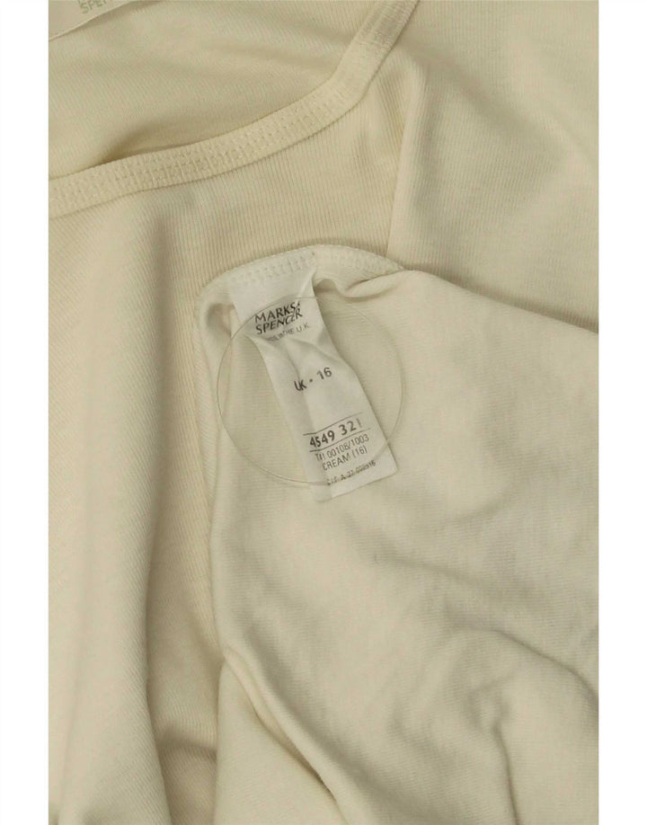 Marks & Spencer Damen Top Langarm UK 16 Large Beige Baumwolle