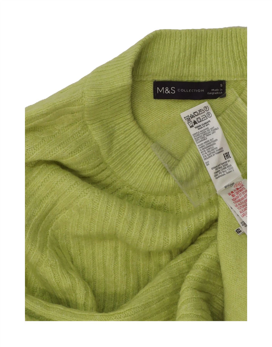 MARKS & SPENCER Womens Crop Crew Neck Jumper Sweater UK 10 Small Green Vintage Marks & Spencer and Second-Hand Marks & Spencer from Messina Hembry 