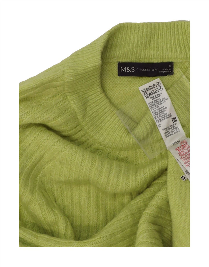 MARKS & SPENCER Womens Crop Crew Neck Jumper Sweater UK 10 Small Green Vintage Marks & Spencer and Second-Hand Marks & Spencer from Messina Hembry 