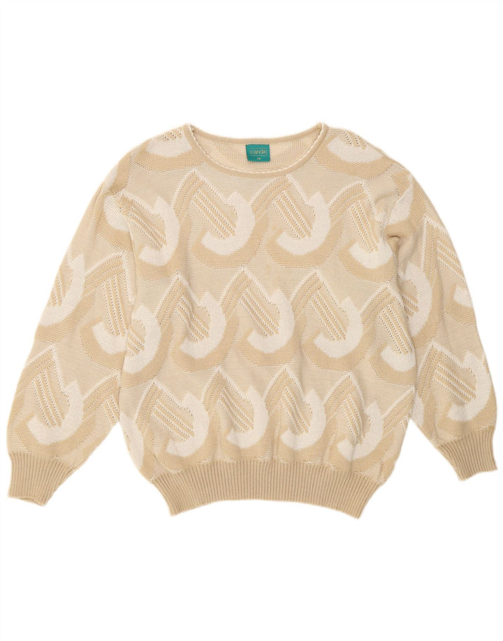 Canda Damen-Pullover mit U-Boot-Ausschnitt, Größe 48, XL, beige, geometrisches Acryl