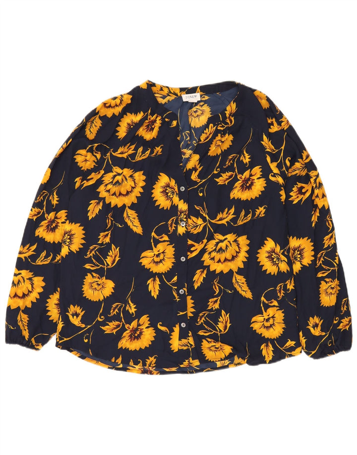 J. CREW Damen-Hemdbluse in Übergröße, Gr. 10, Größe S, Marineblau mit Blumenmuster
