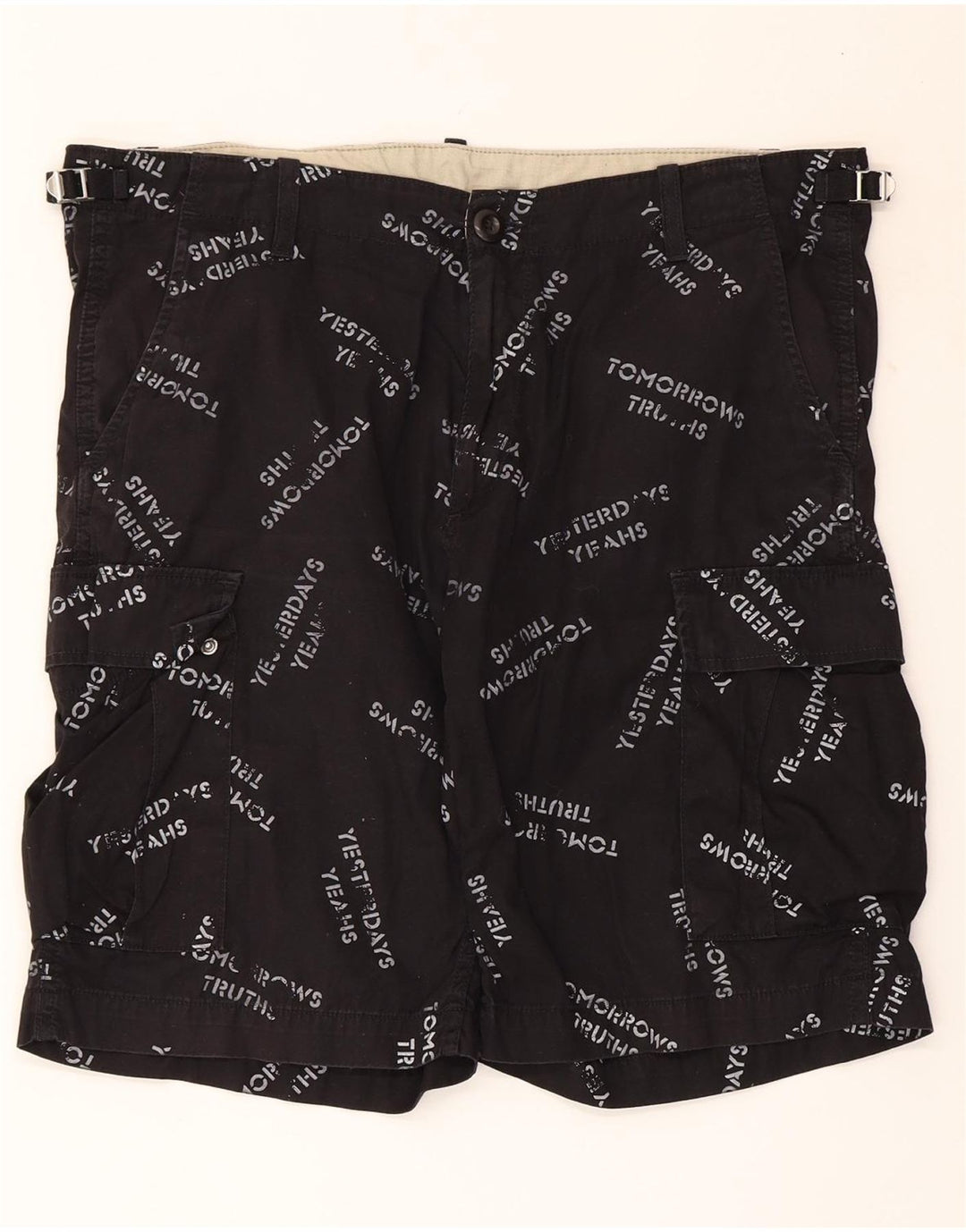 CARHARTT Herren Graphic Cargo Shorts W34 Große schwarze Baumwolle