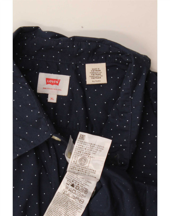 Levi's Herren-Hemd XL, marineblau, gepunktet, Baumwolle, klassisch
