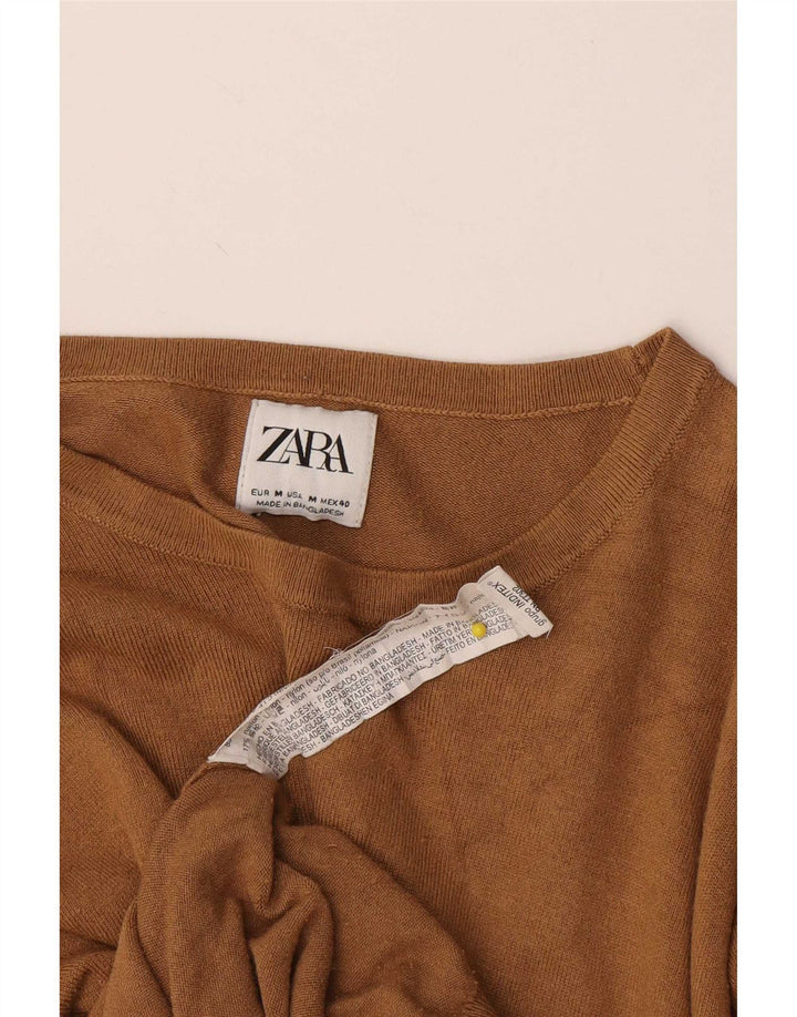 Zara Herren-Pullover mit U-Boot-Ausschnitt, mittelbeige Viskose