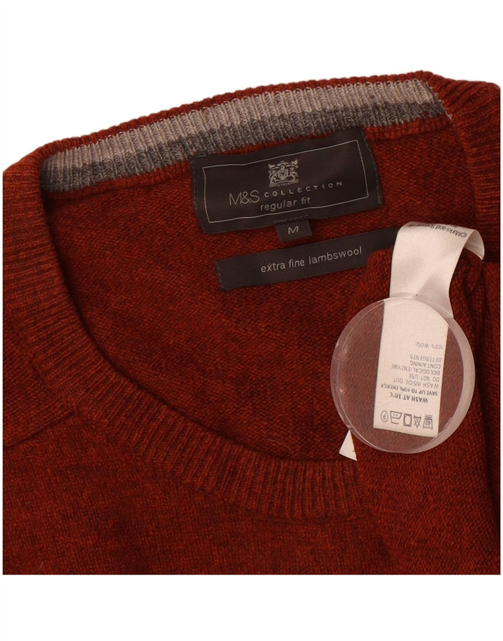 MARKS & SPENCER Mens Regular Fit Crew Neck Jumper Sweater Medium Maroon