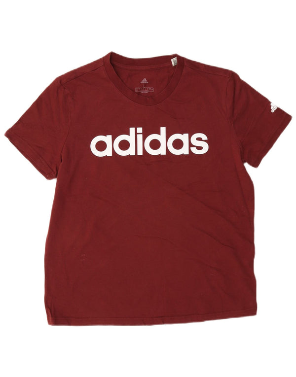 Adidas Damen Grafik T-Shirt Top UK 16/18 Large Burgund Baumwolle